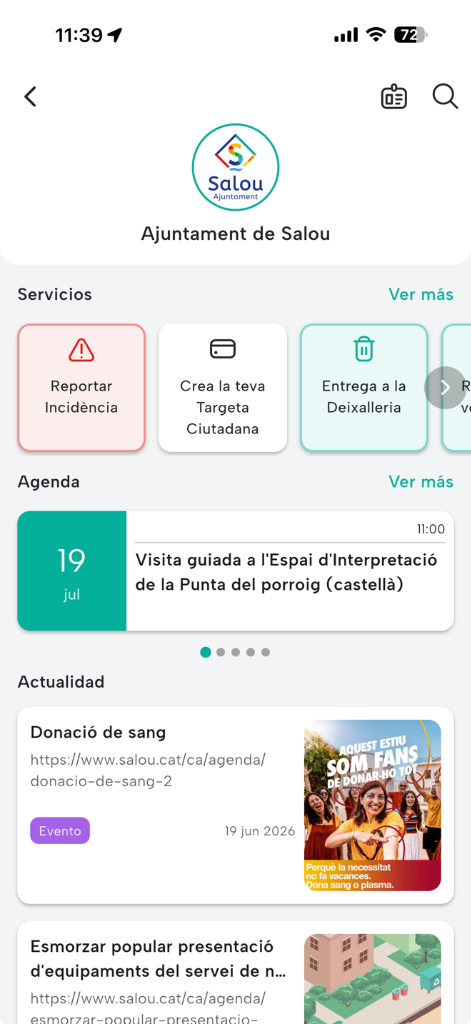 Captura de l'aplicació eAgora de Salou